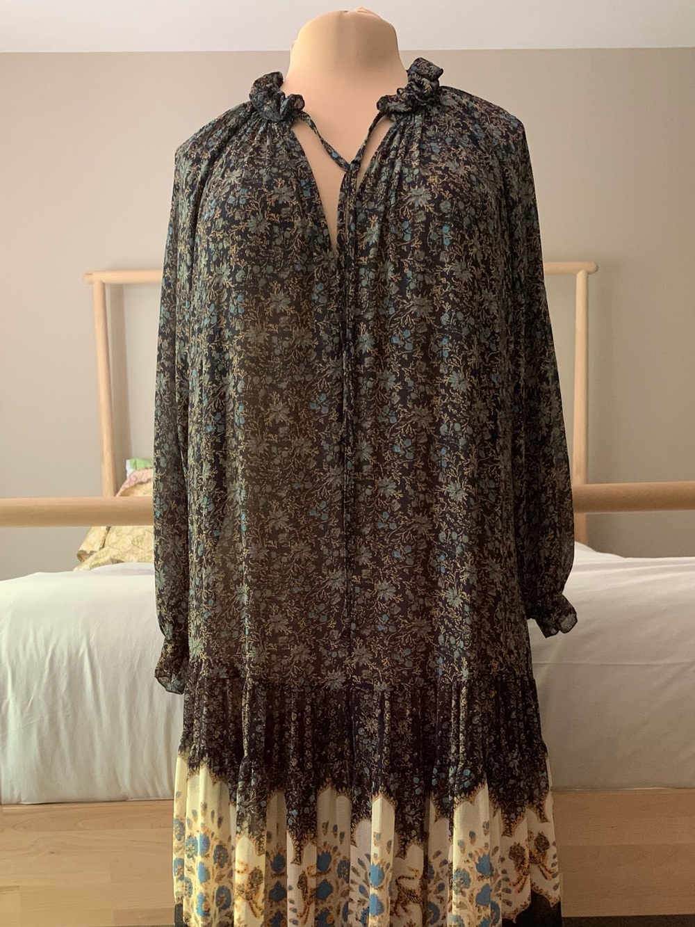 Free People Border Print Boho Maxi Dress, Size Medium
